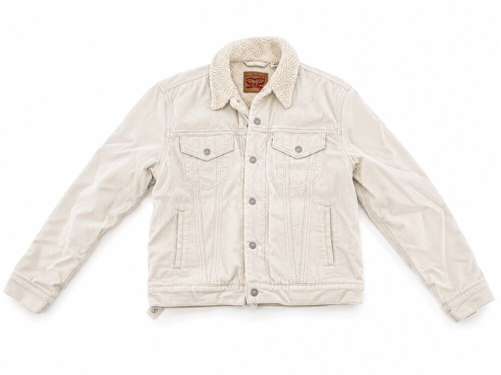 Levi’s Sherpa Collar Corduroy Trucker Jacket Cream Ivory Size Small